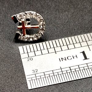 925 Plated Horseshoe Rhinestone Cross Earrings Christmas Birthday Gift